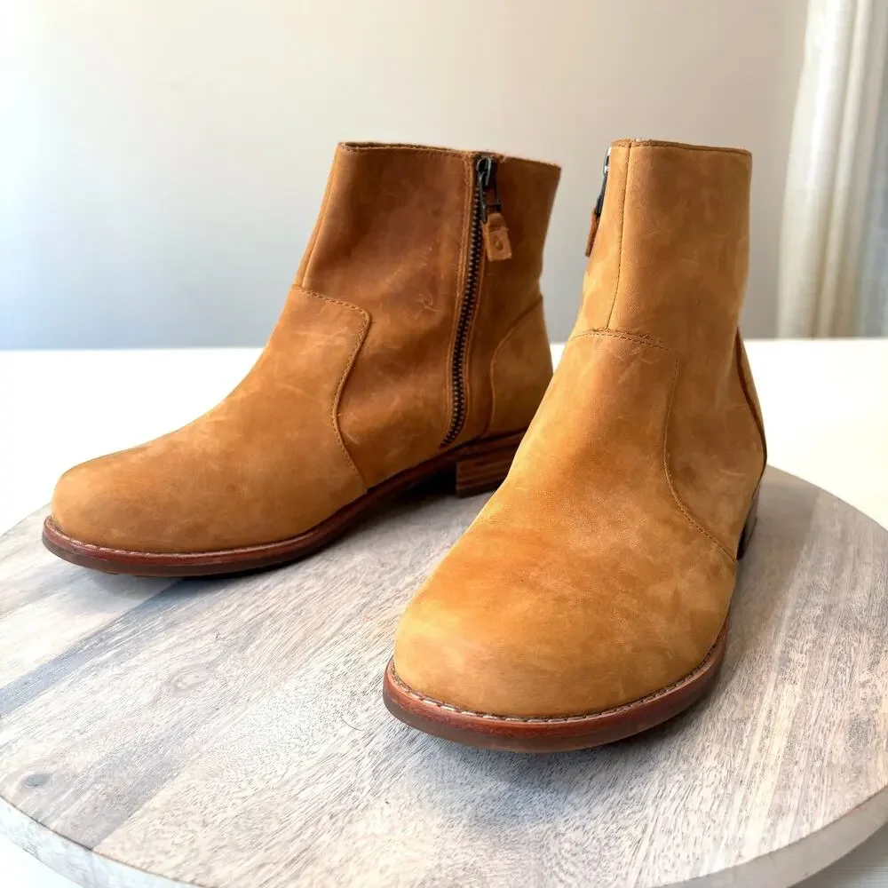 OluKai Kaona II Leather Ankle Boots Women's US 8 EU 38 Brown Side Zip Comfort